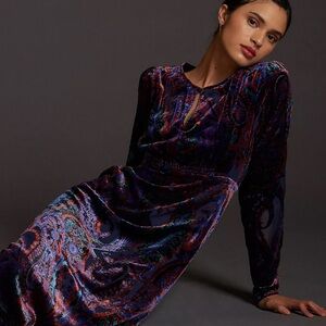 Anthropologie Velvet Burnout Maxi Dress
